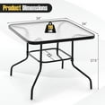 thumbnail image 3 of Costway Table à Manger d'Extérieur Carré de 34 Pouces en Verre Trempé avec Trou pour Parasol de 1,5 Pouces, 3 of 8