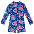 thumbnail image 3 of Kids Girls One Piece Zipper Swimsuit Long Sleeve Swimwear Bathing Suit Rash Guard 4-12 Years, 3 of 6