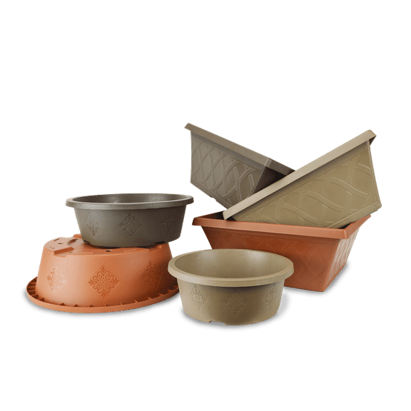 Landmark Plastic Tiffany & Garden Weave Plastic Pot Planter Set of 6