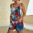 thumbnail image 2 of Edvintorg 4Th Of July Casual Rompers for Women Fashion Tie Knot Overall Shorts Loose Fit Bib Pants Shortalls Summer Sleeveless Suspender Short Jumpsuit with Pocket Plus Size Women's Clothing, 2 of 5