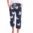 thumbnail image 1 of YDLCAFD Women's Spring And Summer Printed Lace Up Pocket Loose Wide Legged Capris (5), 1 of 4