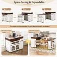 thumbnail image 2 of TREXM Extendable Dining Table - Walnut & Creamy White Kitchen Island with Storage, 2 of 8