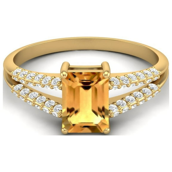 Mooneye 7X5mm Citrine 925 Sterling Silver Gold Vermeil Solitaire Women Valentines Day Gifts Ring