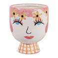 thumbnail image 5 of Round Flower Pots Boho Ceramic Planter for Indoor Plants - Decorative Stoneware Plant Pots for Home Decor and Planters - Outdoor Display with Artistic Face Design for Patio & Shelf Styling - 7", Pink, 5 of 14