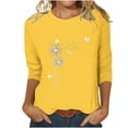 thumbnail image 2 of DPTALR T-shirt Imprimé pour Femmes Blouse à Manches 3/4 Col Rond Hauts Décontractés, 2 of 3