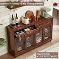 thumbnail image 3 of Joaxswe Buffet Cabinet with Drawers, 59" W Sideboard Storage Cabinet with Adjustable Shelf & Glass Doors for Kitchen Dining Room, Brown, 3 of 9