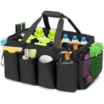 Extra-Large Cleaning Caddy, Organizer with Handles for Cleaning Tools & Products Storage, Large Capacity Tote Bag for Car, Home & Housekeeping Work, Black