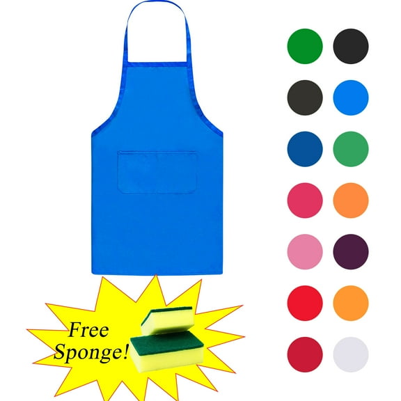 Clearance Under $5 Boovnll Aprons for Women with Pockets, Unisex Adjustable Waterproof Aprons for Cooking 2 Pockets Chef Apron for Kitchen Cooking, Baking, Grilling, Working, Apron (Blue)