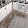 thumbnail image 3 of Farmhouse Boho Dark Brown Pattern Rugs and Mats Non Skid Washable Absorbent Microfiber Soft Kitchen Mat for Floor Set Of 2 Decor Stain Resistant 17"x47"+17"x30", 3 of 7