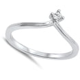 thumbnail image 4 of CHOOSE YOUR COLOR Round Clear CZ Solitaire Chevron Ring .925 Sterling Silver Band White Female Size 4, 4 of 4