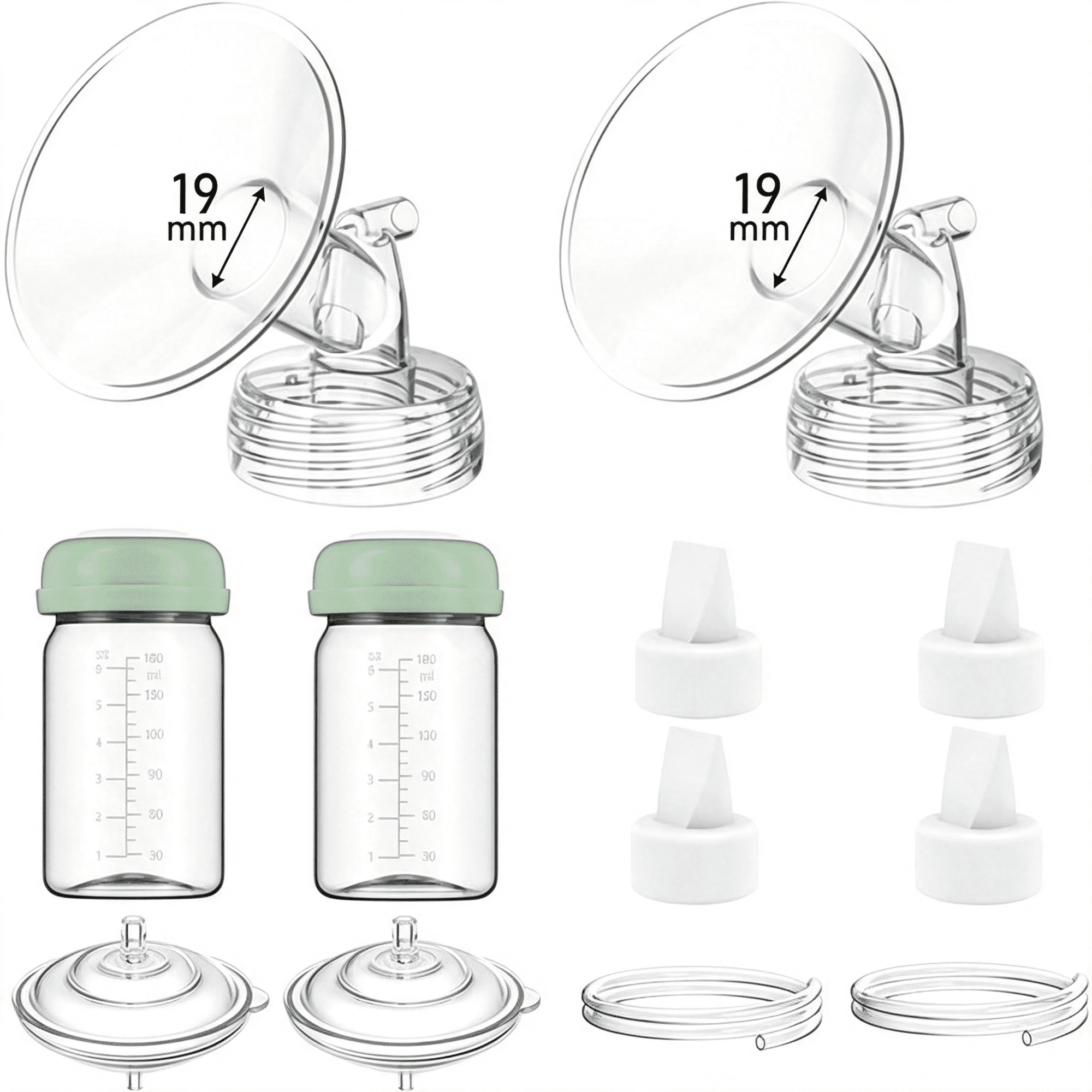 XIRQI 19Mm Pump Parts Compatible with S1 S2 9 Plus,Flange | Replacement Kit Lncludes Duckbill Valve, Tube, Backflow Protector Soft Inserts for Flange