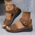 thumbnail image 4 of Platform Wedge Sandals for Women 2025 Comfortable Leather Open Toe Orthopedic Walking Work Summer Shoes, 4 of 7