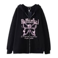 thumbnail image 1 of Estilo oscuro hip hop gótico Harajuku Y2K mariposa estampado de letras cremallera Sudadera con capucha Harajuku chaqueta sudadera, 1 of 5