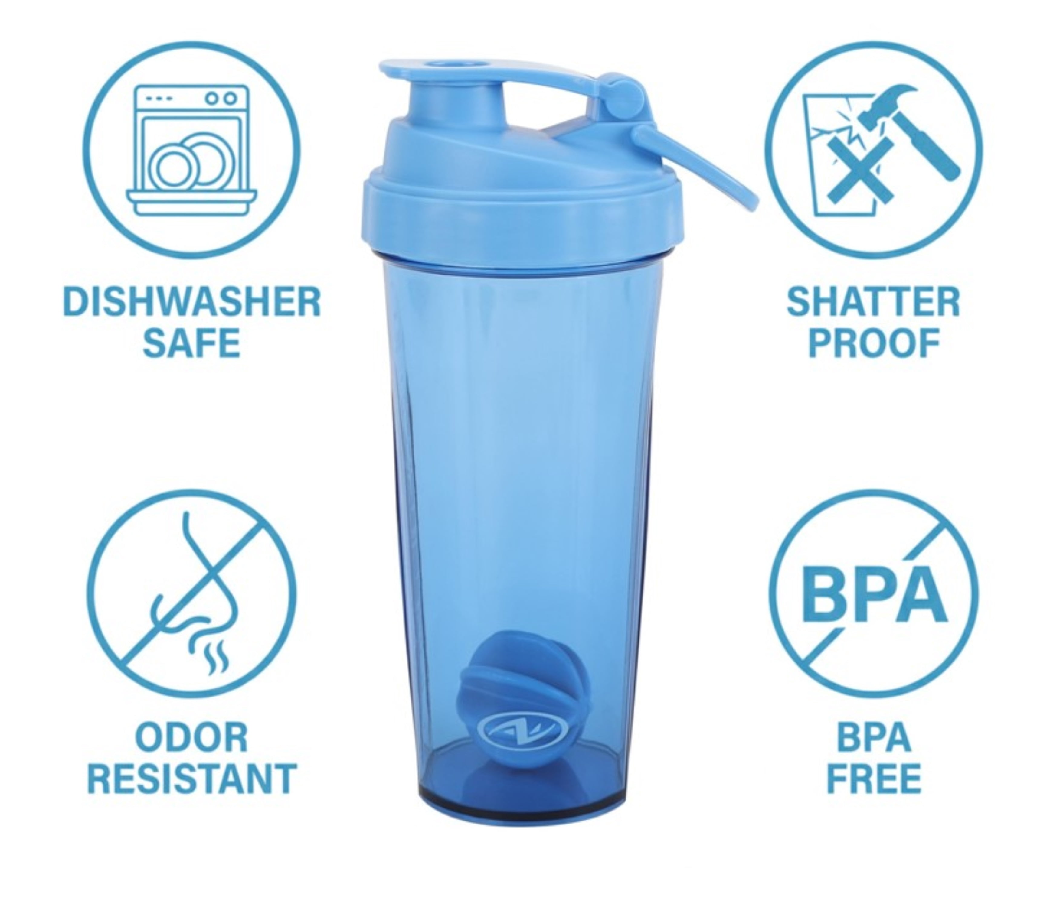 Athletic Works 24 oz Blue Tinted Fitness Shaker Bottle