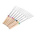 thumbnail image 1 of Cookware sets bbq 8color retractable u-shaped stainless steel barbecue fork with wooden handle, 1 of 5