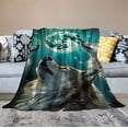 thumbnail image 2 of Nawypu  Howling Wolf Blanket for Bed - Moon Throw Blanket for Women, Men and Kids - Super Soft Plush Wolf Blanket Throw Plush Blanket Wolf Gifts, 2 of 6