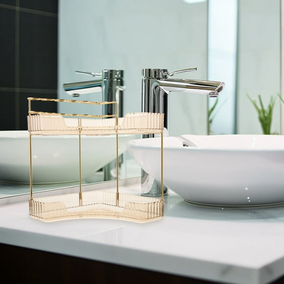 BESTYASH Organizador De Doble Capa Dorado Para Con Estantes Resistentes Para Cosméticos Y Accesorios