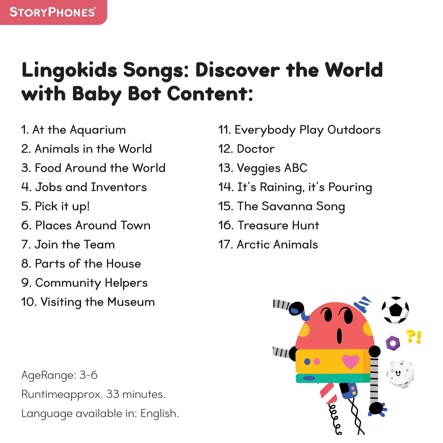 ONANOFF StoryShield Screen-Free Audio Storytelling Disk for StoryPhones (The World With Baby Bot), STSH-LINGOKIDS-BABYBOT