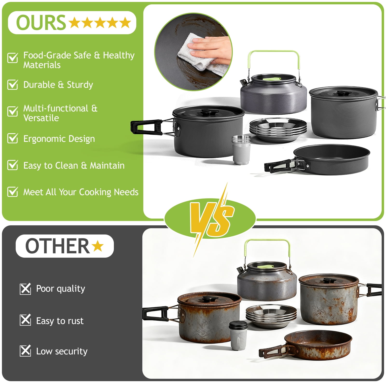 Zimtown 27-Pieces Camping Cookware,Camping Gear Set for 4 People,Lightweight,Compact for Outdoor Backpacking Camping,Outdoor Kitchen, Picnic,Hiking and Fishing