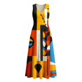 thumbnail image 5 of Puliio Tank Dresses for Women Summer Sleeveless V Neck Oversized Color Block Casual Beach Dress with Pockets, 5 of 8
