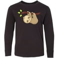 thumbnail image 3 of Inktastic Cute Sloth Hanging From Tree Branch, Lazy Sloth Long Sleeve Youth T-Shirt, 3 of 5