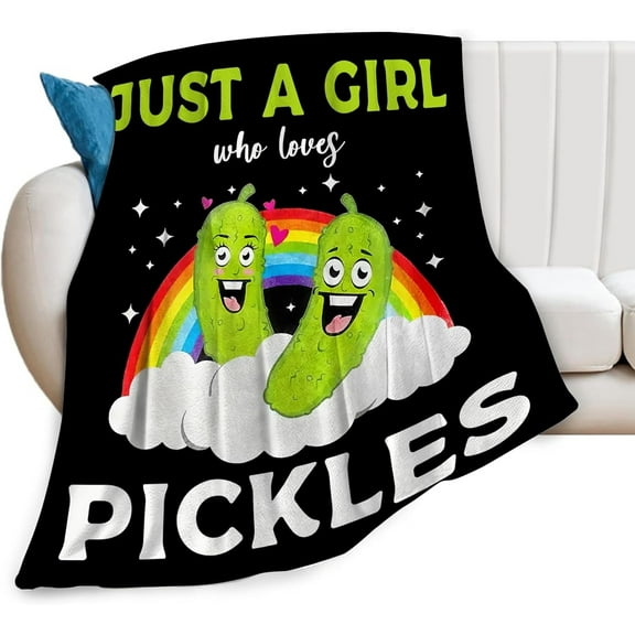 for Girls Woman Just A Girl Who Loves Pickles Throw Blanket for Man Boys Fleece Soft Cozy Warm Fuzzy Gifts for Kids Man Adults Couch Sofa Bed 80"X60"