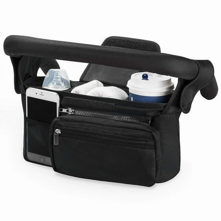 Universal Stroller Organizer with Insulated Cup Holders, Detachable Phone Bag & Shoulder Strap, Stroller Caddy Storage Bag Fits Uppababy, Baby...