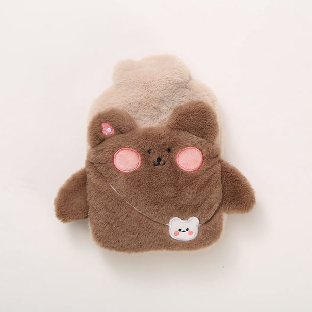 Bolsa de agua caliente de dibujos animados con linda funda de felpa Bolsa de agua caliente de inyección de agua Calentador de manos portátil anti-escaldado Regalo para niñas