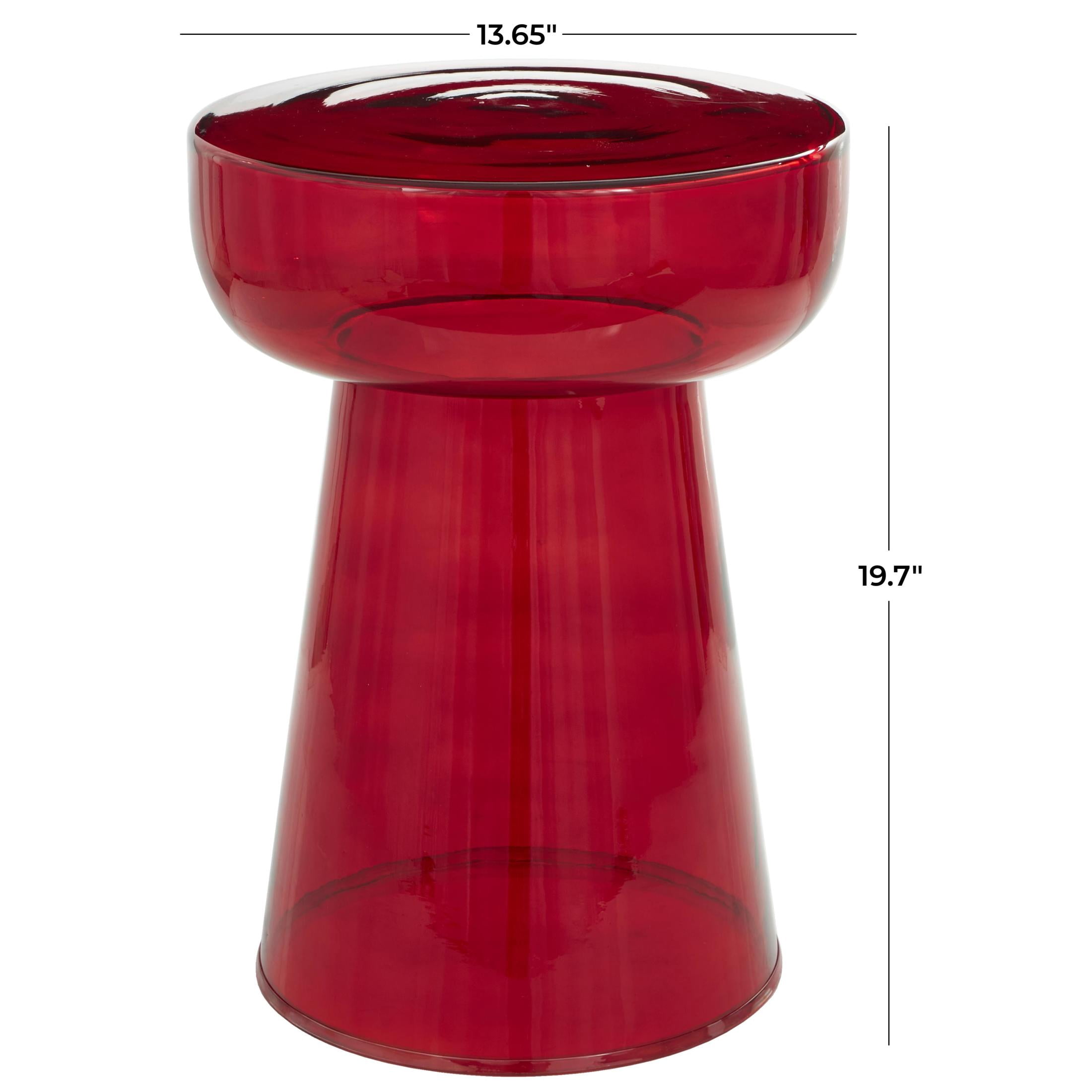 DecMode 14" x 20" Red Glass Modern Accent Table, 1-Piece