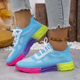 thumbnail image 3 of Stylish Knitted Sneakers for Women Running Casual Wear Breathable Non Slip Shoes Comfortable Workout Leisure Activities Footwear Blue Size 7.5, 3 of 6