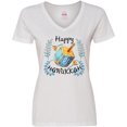 thumbnail image 3 of Inktastic Happy Hanukkah Dreidel and Laurels Women's V-Neck T-Shirt, 3 of 5