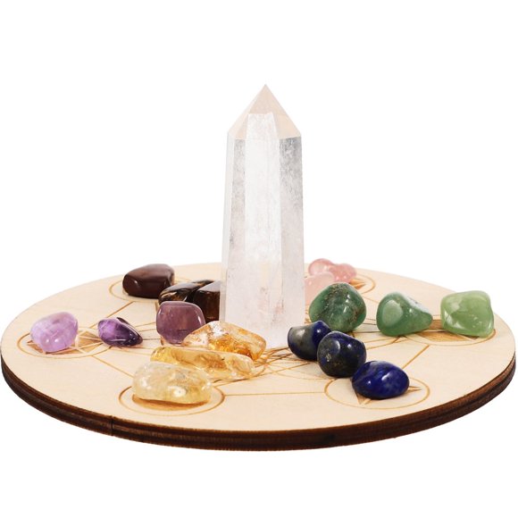 Lindbes Crystal Gifts Metatrons Cube Crystal Grid Chakra Stone Set