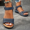 thumbnail image 2 of Rokment Women's Orthopedic Platform Wedges Walking Sandals Summer Fashion Comfortable Leather Arch Support Non Slip Work Dress Sandals for Ladies Blue Size 6.5, 2 of 5