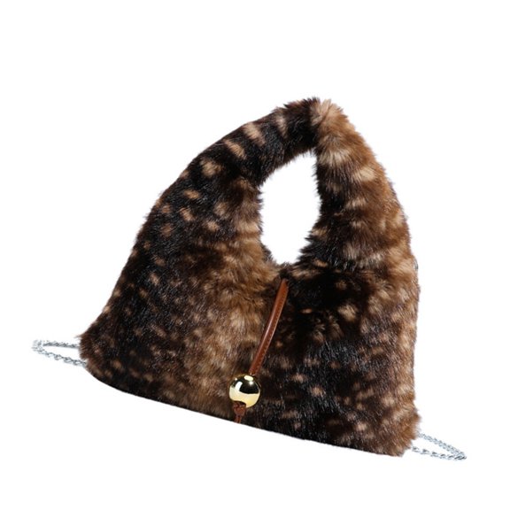 Spacious Faux Furs Bag For Women Trendy Korean Design Shoulder Bag Crossbody Handbag With Soft Plush And Chain Strap