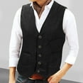 thumbnail image 2 of BiZtdJrK Casual Suit Vest Men Corduroy V Neck Button Down Vintage Waistcoat Western Cowboy Sleeveless Slim Fit Jackets with Pockets Black M, 2 of 7