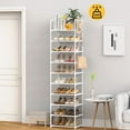 thumbnail image 2 of Metal Shoe Rack Organizer 10 Tiers Tall Shoe Rack 20-24 Pairs Narrow Shoe Racks for Closets Entryway Vertical Shoe and Boots Organizer Storage Sturdy White Shoe Shelf Shoe Cabinet, 2 of 16