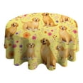 thumbnail image 4 of Golden Retrievers and Pioneer Flower Round Tablecloth 60"x60",Wrinkle Wipeable Table Cloth for Kitchen Dining Room Picnic Patio Party, 4 of 6