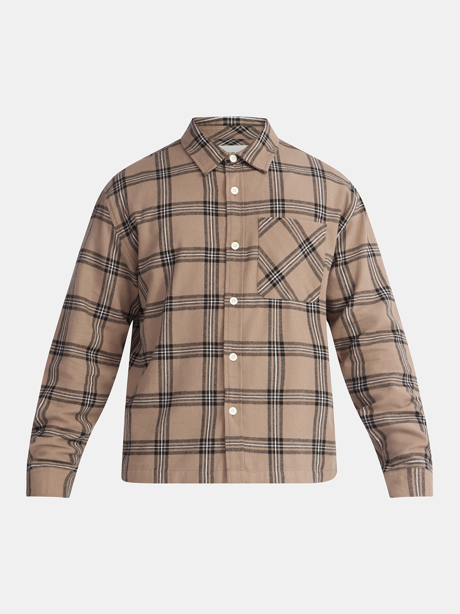 No Boundaries Collared Cotton Boxy Cropped Fit Flannel Shirt, Men's and Big Men's Sizes XS-5XL
