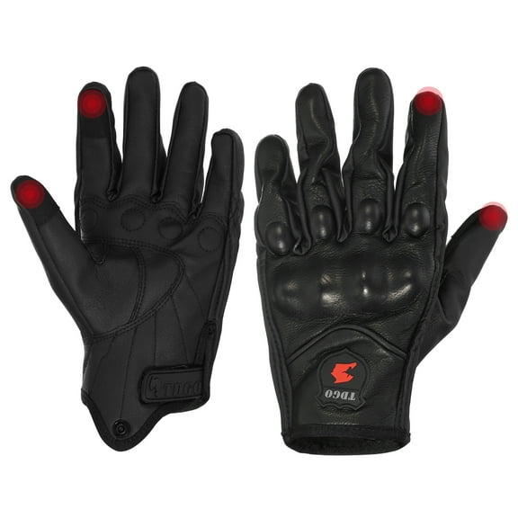 Unique Bargains 1 Pair Riding Gloves Winter Leather Motorcycle Gloves Black M
