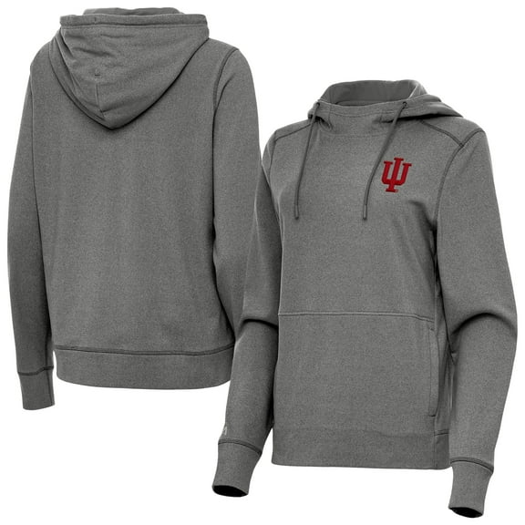 Women's Antigua  Heather Black Indiana Hoosiers Justice Pullover Hoodie