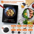 thumbnail image 4 of Parrilla de Inducci&oacute;n El&eacute;ctrica, Estufa de Inducci&oacute;n 2200w Control Tactil con 8 Niveles de Potencia & Temperatura, Cocina de Inducci&oacute;n con 6 Programas A, 4 of 9