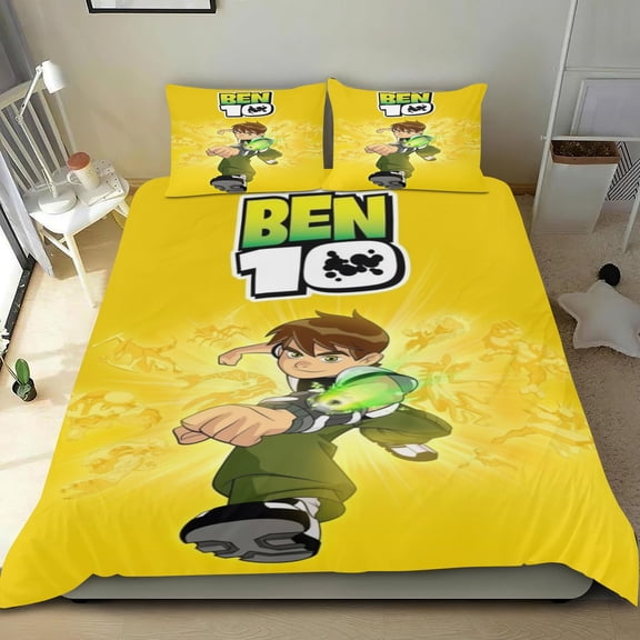 Ben 10 Themed Bed Sheet Set Three Piece Set 53x79 Inches Comfortable And Skin Friendly Unique Design Creating A Star Studded Night Home Decor Gifts For Family Friends fans