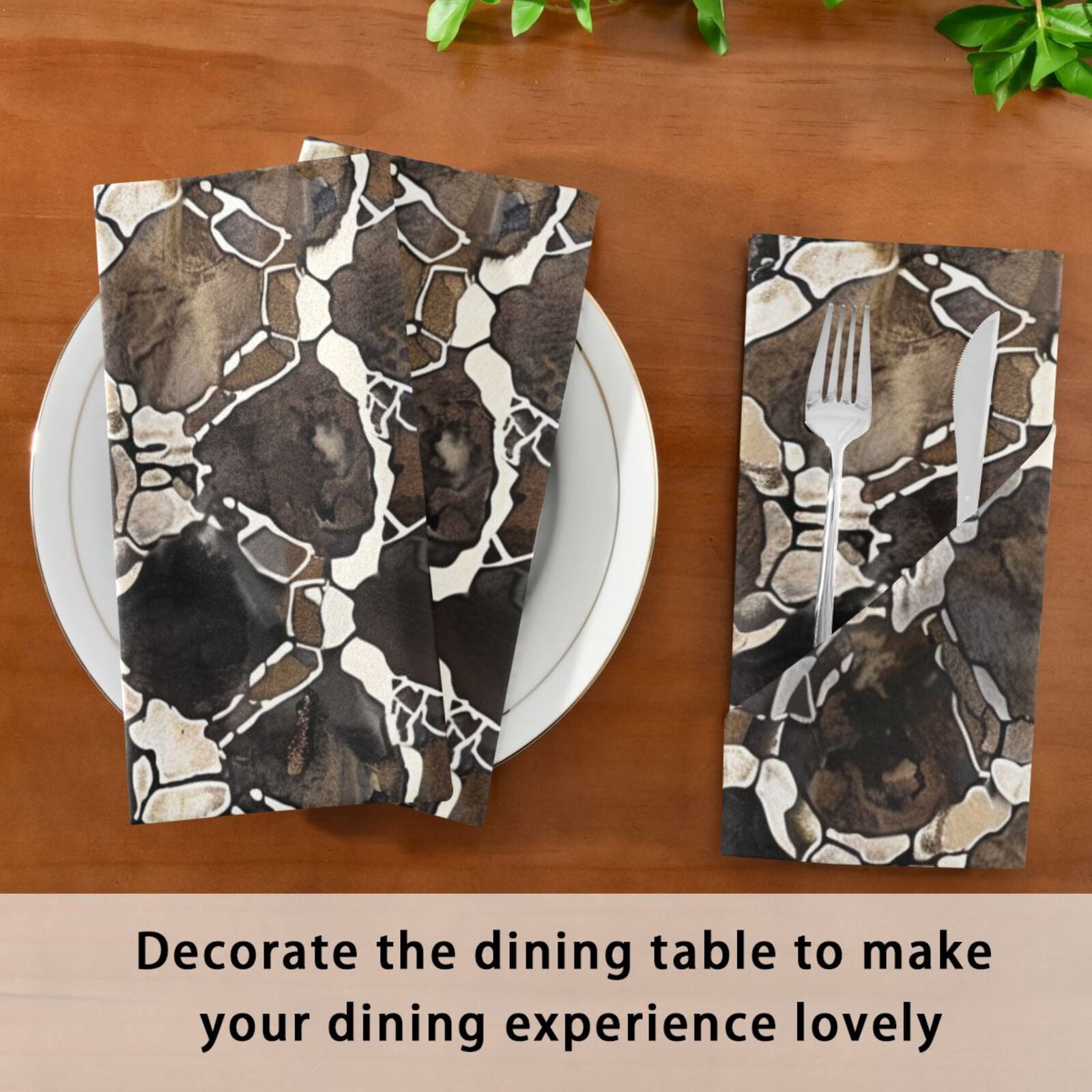 JSTEL Snake Skin Print Cloth Napkins Set of 6, 20x20 Inch Washable and Reusable Napkin for Decoupage Dinner Party Everyday Use