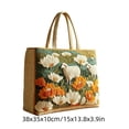 thumbnail image 6 of 3D Floral Sheep Quilted Tote Bag, Vintage Country Flower Landscape Embroidery Handbag, Large Soft Fabric Shoulder Bag for School Shopping Travel Daily Use, 6 of 6
