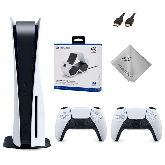 TEC Sony PlayStation_PS5 Gaming Console (Disc Version) with One Extra Controller Plus Dual Charging Station Bundle