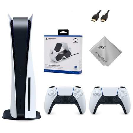 TEC Sony PlayStation_PS5 Gaming Console (Disc Version) with One Extra Controller Plus Dual Charging Station Bundle