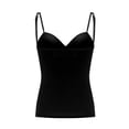 thumbnail image 4 of Miorin Women V Neck Thin Spaghetti Strap Long Tank Tops with Underwire Padded Bra, Soft Support Wireless-lined Bra Undershirt, Solid Slim Fit Modal Layering Cami for Daily Office Inner Wear, Black M, 4 of 4