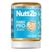 Peanut Pro Nut Butter by NuttZo | 7 Nuts & Seeds Blend, Gluten-Free, Vegan, Kosher | 2g Sugar, 7g Protein | 12oz Jar