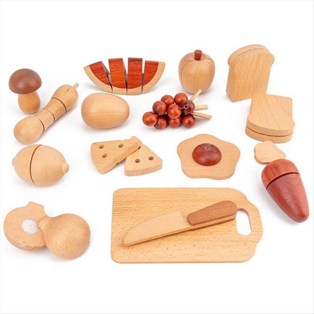 Cocción de Frutas y Verduras de Madera Natural, Color Simulado, Concienciación Sobre la Cocina de Jardín de Infantes, Regalo para Niños