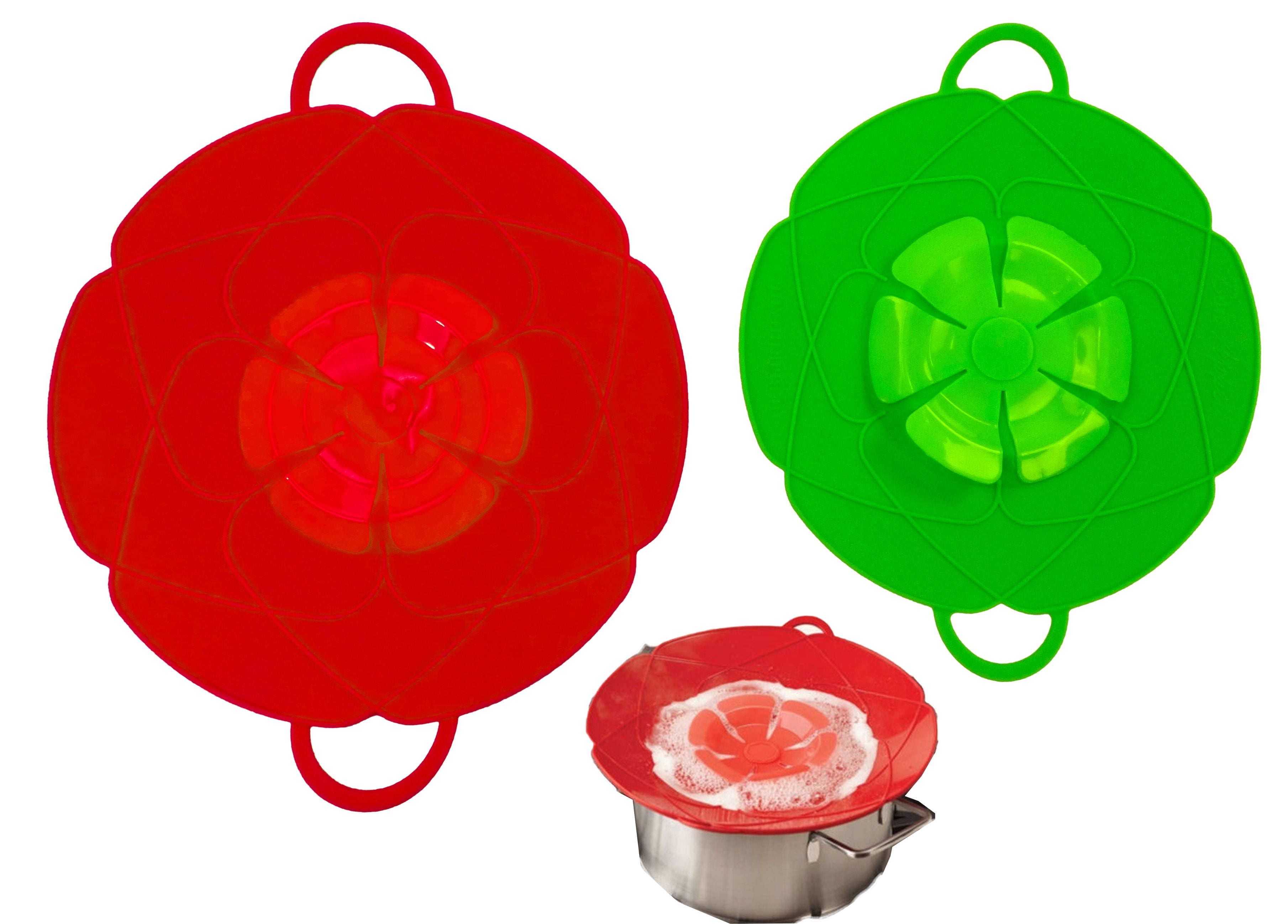 2pc Silicone Spill Stopper Pot Lid Cover Boil Overflow Splash